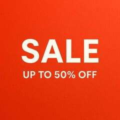 Bold Red Orange Sale Banner: Modern Vector Template for Retail Discount Up To 50% Off Promotion
