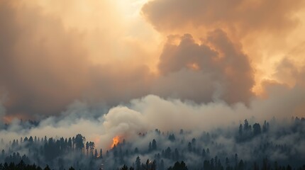 Obraz premium Deforestation and Forest Burning Contributing to Global Warming