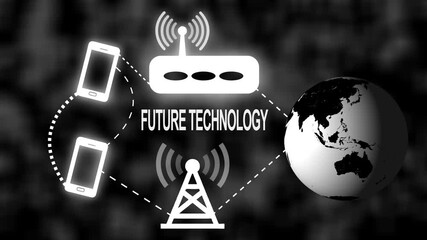 Futuristic technology connectivity depicted with smartphones router and earth globe - Powered by Adobe