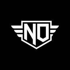 NO Logo vector image of initial shield with wing outline and simple shield