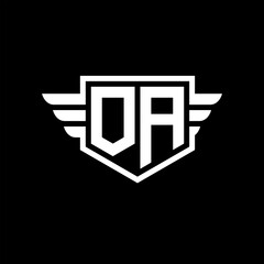 OA Logo vector image of initial shield with wing outline and simple shield