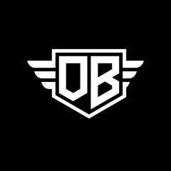 OB Logo vector image of initial shield with wing outline and simple shield