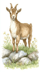 Charming Goat on Rocks: Capturing the Beauty of Nature and Wildlife in a Pastoral Setting