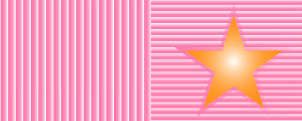 Pink Striped Background with Orange Star Gradient for Beauty and Skincare Design