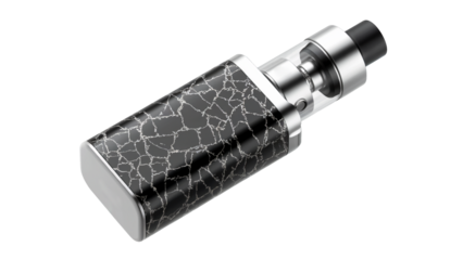 Sleek modern vape device with abstract pattern offering a sophisticated smoking alternative for discerning adults seeking a stylish electronic cigarette isolated on white or transparent png.
