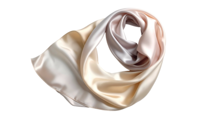 Elegant silk scarf in beige and taupe on black background
