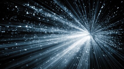 Fototapeta premium Dynamic Light Burst with Radiant Particles in Dark Background