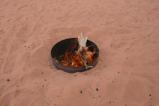 close up of fire in the dessert