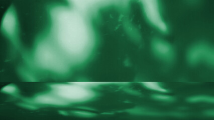 Abstract and minimalist background wall and floor green. Natural light casts soft out-of-focus shapes shadows leaves and tree branches