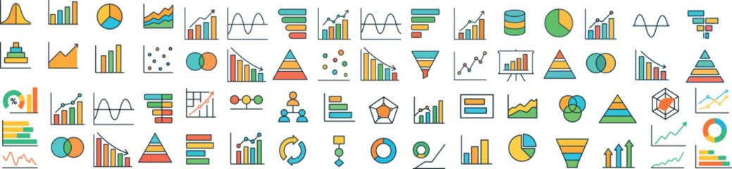 Data Visualization Icons Set Charts Graphs Analytics UI