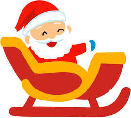 Happy Santa Claus Character in Sleigh Vector Illustration for Christmas Greeting or Holiday Design