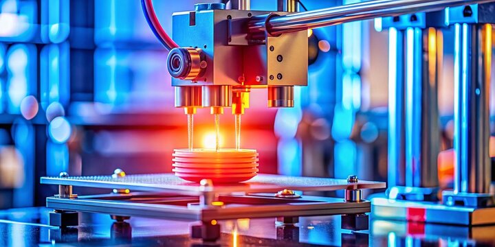 Aerial View: Timelapse 3D Printing with Blurred Background - Modern Additive Manufacturing Process