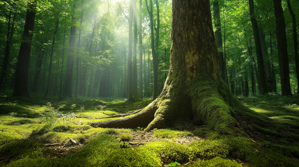 Lighting Forest Trees and Sunlight