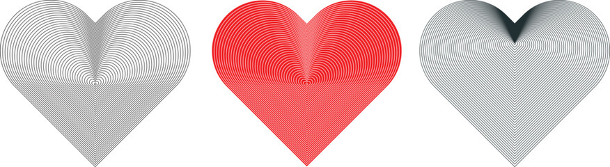 Red surfboard object with 3d heart shape vector illustration for a romantic passion holiday celebration design