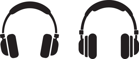 Music headphone flat glyph style icon set vector eps