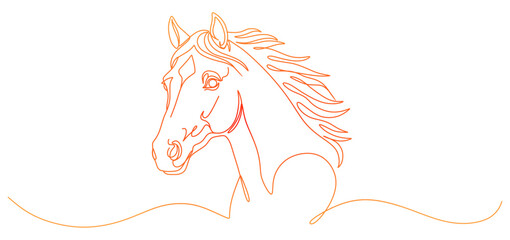Elegant Horse Head Portrait One Continuous Line Drawing Vector