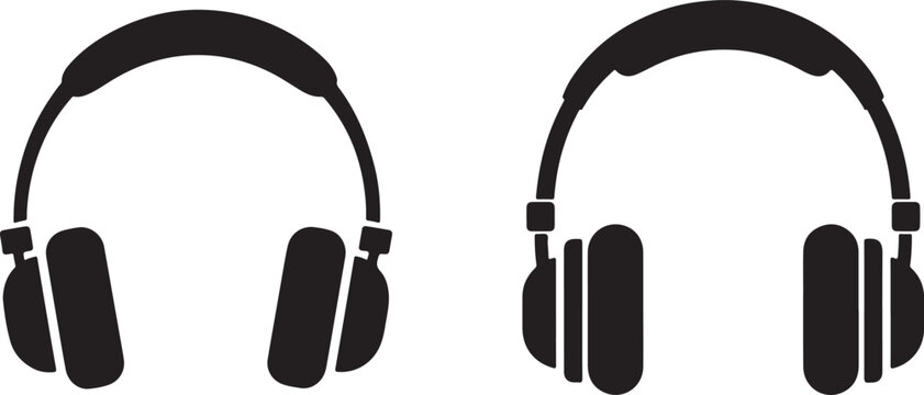 Music headphone flat glyph style icon set vector eps