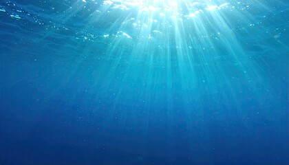 Fototapeta premium Underwater Sun Rays Deep Blue Ocean Scene