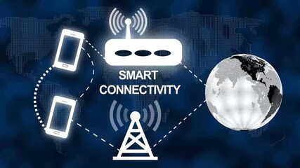 Smart connectivity illustrative animation depicting global wireless communication technology - Powered by Adobe