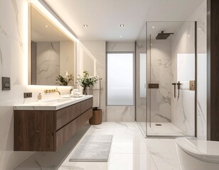 modern bathroom with white tiles
