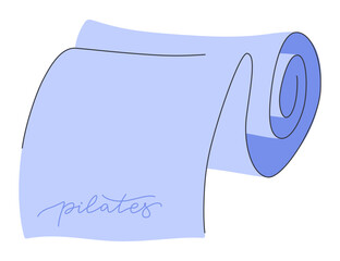 Rolled Pilates Mat for Gym in Cartoon Doodle Style