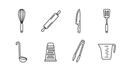 Hand drawn kitchen utensils collection for culinary creation and food preparation essentials vector