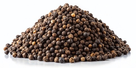 Aromatic Black Peppercorns: Close-up Studio Shot on White Background