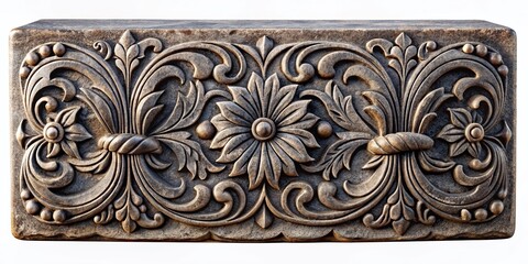 Art Nouveau Basalt Block: Elegant Curves & Floral Motifs - Panoramic Stock Photo
