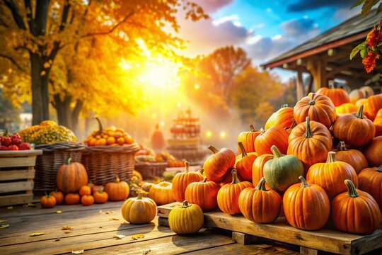 Autumn Harvest: Pumpkins at the Farmers Market - Double Exposure Photography