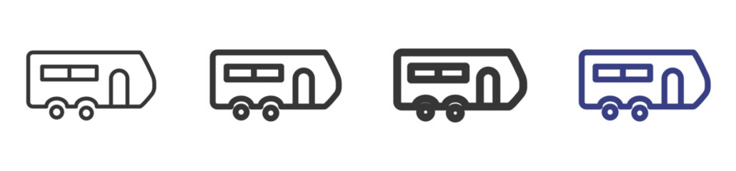 Camper Icon Set Illustration with Outline Style Variation

