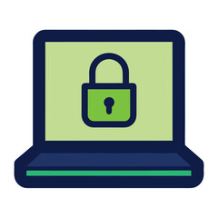 Laptop with green padlock icon for data protection and cybersecurity representing digital safety concept and online security measures
