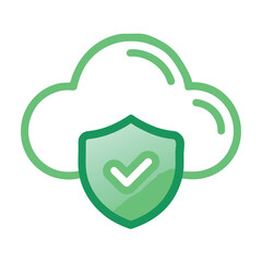 Secure Cloud Data Protection Concept with Shield and Check Mark Ensuring Cyber Security and Reliable Online Services