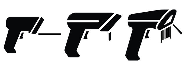 barcode scanner minimal icon set, black color and white background