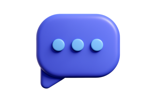 3D Blue Speech Bubble Icon with Three Light Blue Dots on White Background chat icon message icon
