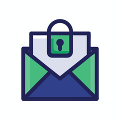Secure email communication icon representing data protection and privacy ensuring confidential message delivery with encrypted transmission of digital information