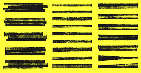 Grunge linocut stripes streaks, layered rectangle shapes rough distressed textured set. Artistic dividers borders backgrounds text box frames collection. Paint roller stains, lino ink grungy remains