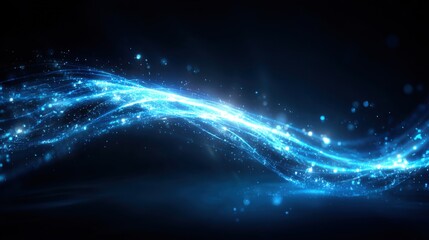 Fototapeta premium Luminous Blue Wave Background with Sparkling Light Effects