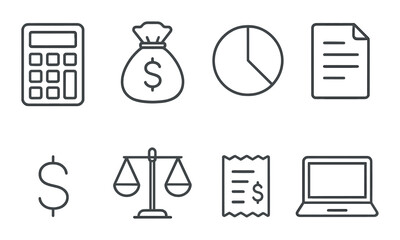 Finance and business icons on metallic background with calculator and dollar symbol