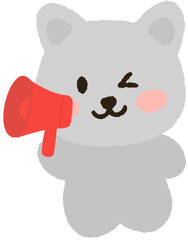 Cute Animal Cartoon Character with Megaphone Making an Announcement Illustration