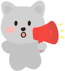 Cute Animal Cartoon Character with Megaphone Making an Announcement Illustration