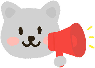 Cute Animal Cartoon Character with Megaphone Making an Announcement Illustration