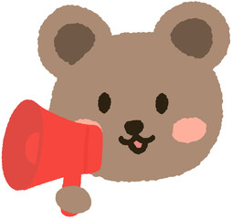 Cute Animal Cartoon Character with Megaphone Making an Announcement Illustration