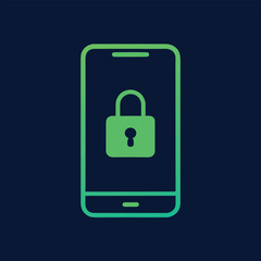Smartphone security concept with a green lock icon on the screen for safety and data protection illustration