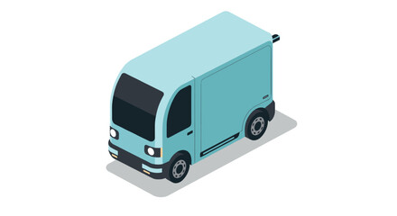 Modern isometric blue delivery van on white background