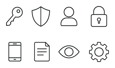 Symbolic icons for security, privacy, and technology concepts