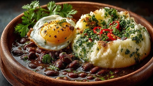 Burundi dish Ugali and Beans Thick maize porridge with stewed beans simple and filling