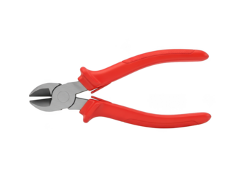 Red handled wire cutters diagonal pliers tool for cutting wire and electrical work isolated on transparent background
