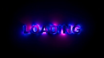 Loading Screen Style Neon Gradient Text with Futuristic Motion Lighting. Looped animation. 3D rendering