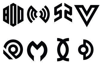 abstract design elements
Monochromatic Geometric Logos
Modern Minimalist Logo Concepts