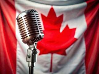 Canada Microphone Stand Stock Photo: Broadcast, Recording, National Pride